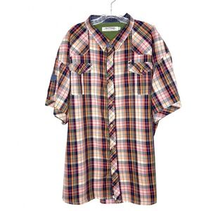 Akoo Trust Shirt Mens 5XL Plaid Button Down Streetwear Hip Hop Urban Casual